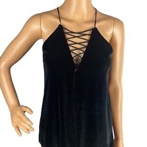 EXPRESS Elegant Black Criss Cross Velvet Top